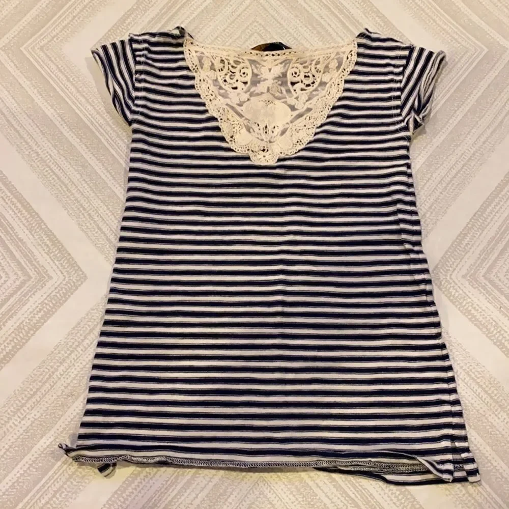 Polo Ralph Lauren Black & Ivory Striped Girls Top